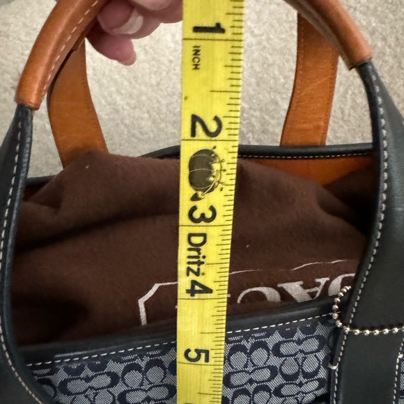 Coach Vintage Rare Mini Signature C Jacquard /Leather Bag in Navy Blue - Picture 16 of 16